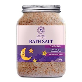 Sales de baño calmantes 1300 g – 1,3 kg – con aceites esenciales de sándalo y lavanda y bergamota – Lo mejor para baño – sales de baño naturales – Bue