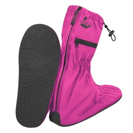 SEAL Waterproof Shoe Covers, Reusable Rain Shoe Covers with Slip Resistant Sole & Large Zippers, Rain Mud Snow Shoe Protector Covers for Men & Women (Fuchsia Black, Large (W 9-10 / M 7.5-8.5))