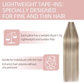 Silk-co Tape-In Real Hair Extensions, Pack of 20, Light Version Tape Extensions, Real Hair, 20 g, Grey Blonde Mix Bleach Blonde, 30 cm