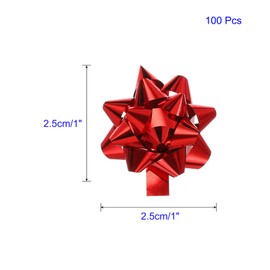 Unifizz 100pcs 1" Mini Star Bows Metallic Gift Bows Self Adhesive Gift Wrapping for Birthday Wedding Christmas Party Decoration Red