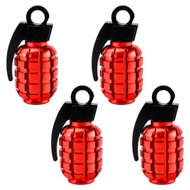 Bojueshaw 4pcs Aluminum Valve Stem Caps,Grenades Tyre Valve Caps Dust Caps,Creative Styling Car Wheel Tire Valve Caps for Car SUV Motorcycle Bike(Red)