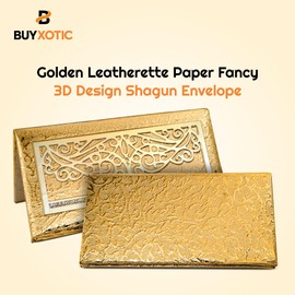 Buyxotic Premium Gold Paper Money Envelope, Shagun Envelopes for Cash, Pocket Envelops for Wedding, Birthday, Party, Engagement (19.5 x 10 cm)