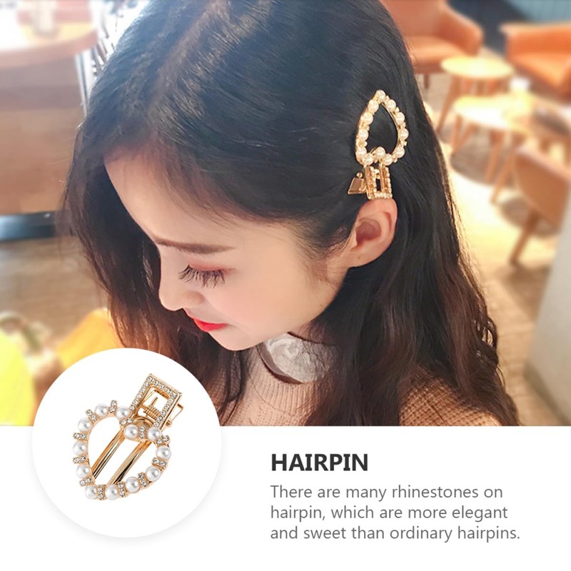 Healvian 2pcs Stylish Heart Hairpins Hollow Design Clips for Women