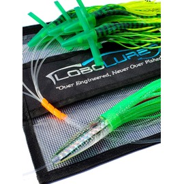 Lobo Lures #222 Green Machine Tuna Bullet Commotion Splash Fishing Daisy Chain 400lb Leader & 10/0 Hook