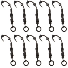 Pack of 10 Phoxinus Ronnie Rigs All black with Teflon coated phoxinus hooks. Hair rigs for carp fishing