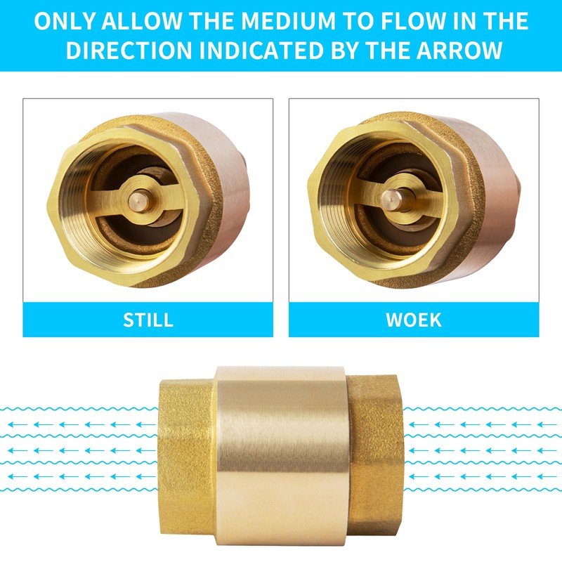 ChillWaves Brass In-Line Spring Check Valve DN20 3/4" Female Thread,