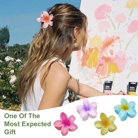 Flower Hair Clips, 4 Pieces Claw Hair Clips, Flower Hair Clips, Non-Slip Hair Clips for Women, Acrylic Hair Clips for Women, Hawaiian Flower Claw Clips