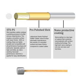 CNCLOL Pro Bicycle Shift Cable, Universal Bicycle Shift Cable Shift Cable for Shimano/Sram 1.2 mm x 2100/2500/3000/3500 mm (Gold)