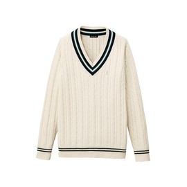 East Boy Venus Sweater, Cotton Pullover, 7G/Cable & Line Included, Women's, off white (800)