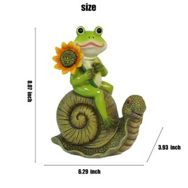 Wetufin Funny Statues Resin Frog Snail Sculpture Decorations Novelty Gift for Desk Indoor Outdoor Yard Patio Lawn Figurines Landscape Decor