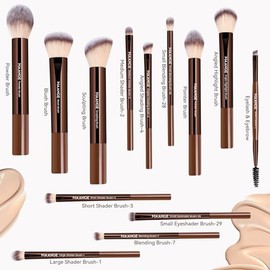 MAANGE 13Pcs Brochas para Maquillaje de Aluminio con Estuche Impermeable y Esponja de Polvos, Set de Brochas de Maquillaje de Alta Calidad Sintético C
