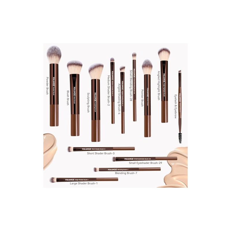 MAANGE 13Pcs Brochas para Maquillaje de Aluminio con Estuche Impermeable