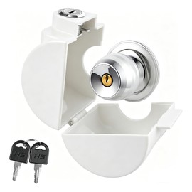 PKLIYH Door Knob Lock-Out Device – Prevents Turning of Door Knob and Access to Keyhole, Can be Used for Home Rentals,Evictions,Job Sites & More – Keyed Alike,ChildProof knob Lock Cover,White（1 Pack）