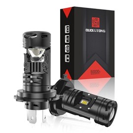 Faros LED H4 9003 HB2 Alta y Baja Kit de Conversión, 300W 32000LM 900% Brillante 6500K Focos LED H4 Luces Delanteros con Lupa para Auto, 2 Unidades