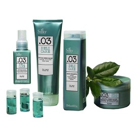SILKY Technobasic .03 Deli Hair Care Set for All Hairs - 4-In-1 Kit with Hair Growth Oil, Hydrating Hair Balm & Shampoo for Stronger Strands - Hair Serum Boosts Shine & Smoothness After Every Wash