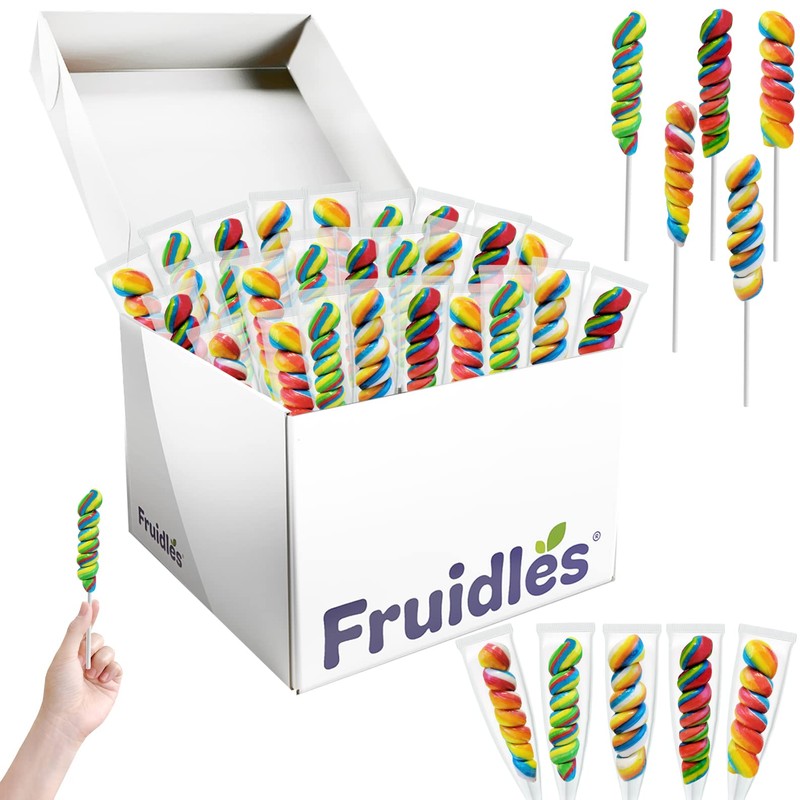 The Dreidel Company Rainbow Twist Lollipop, Mixed Fruit Flavor, Individually