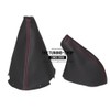 GEAR & HANDBRAKE GAITER BLACK LEATHER RED STITCHING