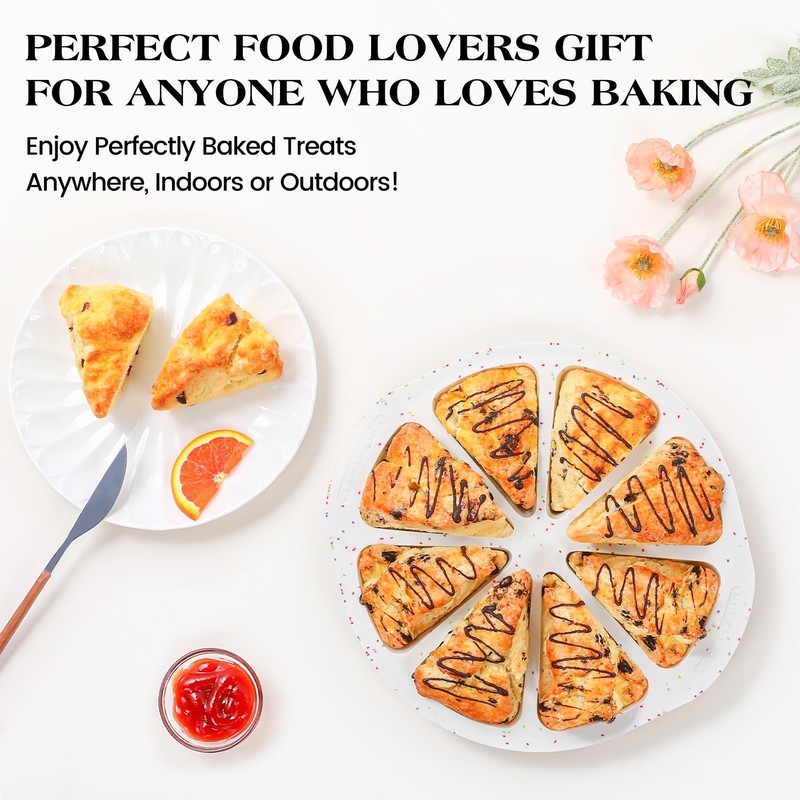 AOTASO Silicone Scone Pan with Metal Reinforced Frame, 8-Cavity Non-Stick