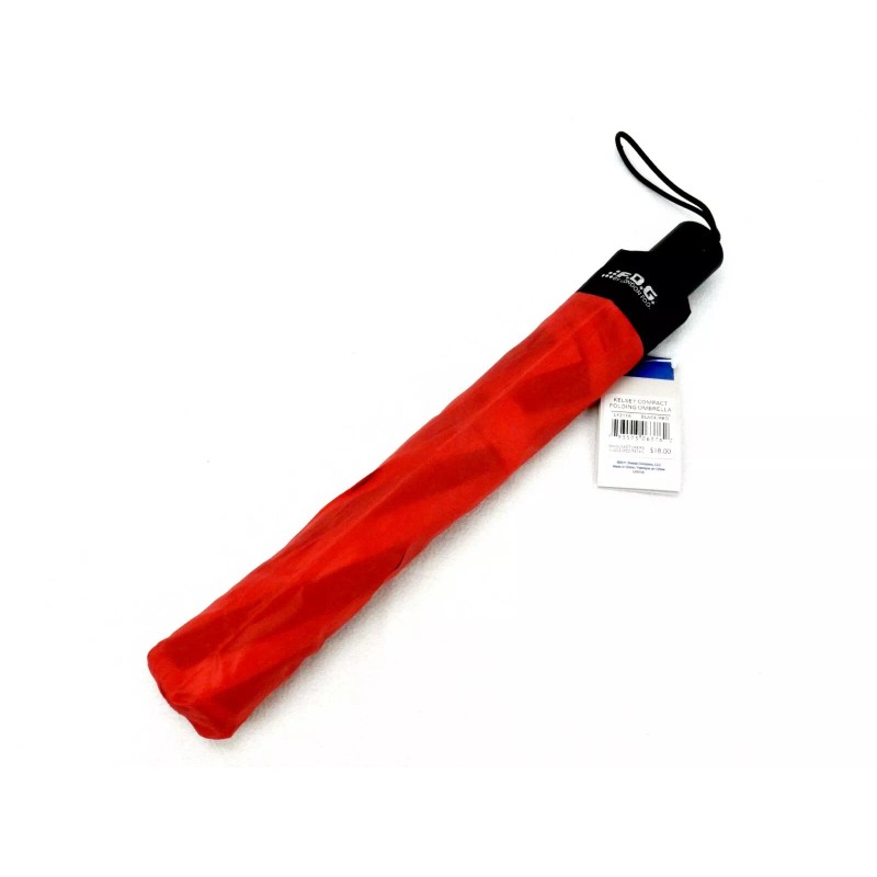 London Fog Kelsey Umbrella, Red & Black, Compact, Folding 36"