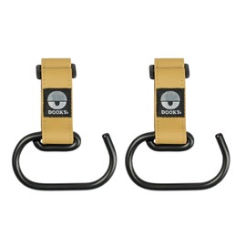 Dooky - Pram Hooks Large, Pack of 2 - Pram Hooks Buggy for Bags, Pram Clips Pendant Bag Hook - Aluminium - Brown - Universal Fit