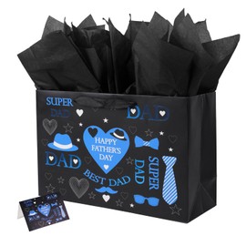 ysmile Extra Large Gift Bag with Wrapping Tissue for Father Day 15.7" - Best Dad