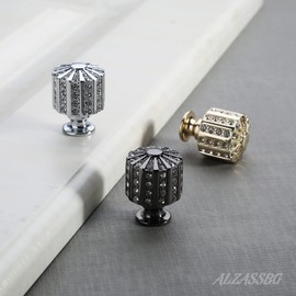 Alzassbg 5 Pack Black Nickel Cabinet Knobs, 1 Inch(27mm) Cabinet Hardware Cylinder Crystal Knobs for Cabinets and Drawers AL1077BN