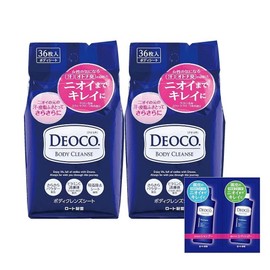 Deoco Body Cleansing Sheet 36 sheets / 데오코 바디 클렌즈 시트 36매×2개 세트 C 유도체 사라사라 파우더 라크톤+데오코 헤어케어 사셰트 포함, 1개, 1g