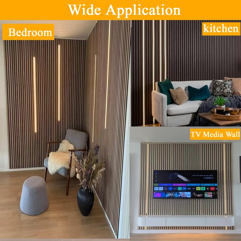 Black Wall Panels LED Lights,8PCS 3000K Self-Adhesive LED Light with