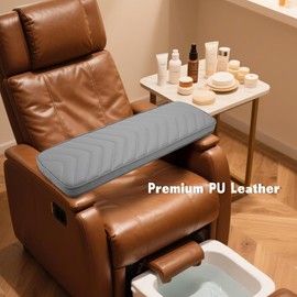 NOVAL Arm Rest for Pedicure Chairs - 9x27 Inch Luxurious PU Leather Hand Rest, Easy to Clean & Non-Slip, Salon-Ready Design for Long Hours Use (Grey)