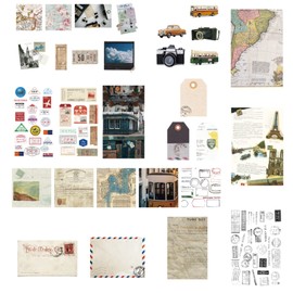 30 Pcs Vintage Scrapbook Sticker Set, Antique Decorative Stickers Parchment Old Retro Scrapbooking Paper for Art Journaling DIY Crafts Supplies Students Diary Notebook Scrapbook Diary (03)