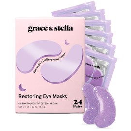 grace & stella Parches de retinol debajo de los ojos para ojos hinchados y ojeras – Máscaras de gel restaurador debajo de los ojos con ácido hialurónico – Regalos de cumpleaños para mujeres, regalos de despedida de soltera (morado, 24 pares)
