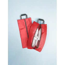 Foldable Zipper Shoe Bag, Waterproof Shoe Storage Bag, 1 Count Dust-proof Shoe Cover Bag for Outdoor Travel - Color: Red, Size: one-size