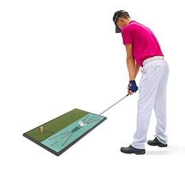 CROSSFINGERS Golf Hitting Mat with Durable Synthetic Turf & Anti-Slip Backing, A Great 2-in-1 Golf Practice Mat for Driving Chipping Putting Training Indoor & Outdoor