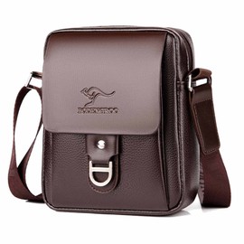 Pawleso Men's Leather Shoulder Bag, Men's Leather Bag for Tablet, Plain Bag, Office Bag, Vintage Messenger Bag, brown, 9.45*7.87*2.17inch (24*20*5,5cm), Schultergurte 53.15inch/ 135 cm