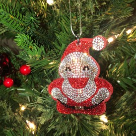 Popfizzy Bling Santa Christmas Ornaments 2023, Holiday Santa Claus Christmas Decorations, Rhinestone Christmas Tree Ornaments