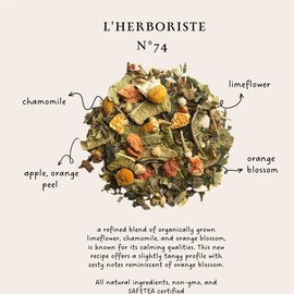 Palais des Thés Caffeine-Free Tea - L'Herboriste N∞74 Organic Calming Herbal Blend with Limeflower, Chamomile & Orange Blossom - Premium Tea Bags, Serves 20 Cups