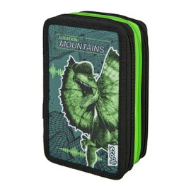 Scooli - Tripledecker Jurassic World Pencil Case - Large Pencil Case with High-Quality Pens - Practical and Functional - For School and Travel - High Quality - From 6 Years
