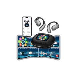 AI Language Translator Earbuds, OWS Real-Time Headphones Translator for 144 Languages & Accents, LCD Touch Screen Two Way Translation Device Fit iOS and Android for Travel Business Meetings Learning