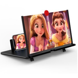 12" Screen Magnifier for Cell Phone, Mobile Phone 3D HD Magnifying Projector Screen Enlarger for Movies, Videos and Gaming, Foldable Phone Stand with Screen Amplifier,Compatible with All Phones