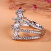 COSJOOHY 925 Sterling Silver Sparkling Full Diamond Rings Three Row
