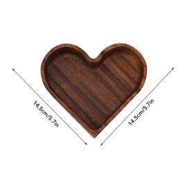 Wooden Serving Platter, 14.5x14.5cm Heart Shape Smooth Textured Elegant Nonslip Table Tray for Tea Food Snack Kitchen Utensils (Heart 14.5x14.5cm)