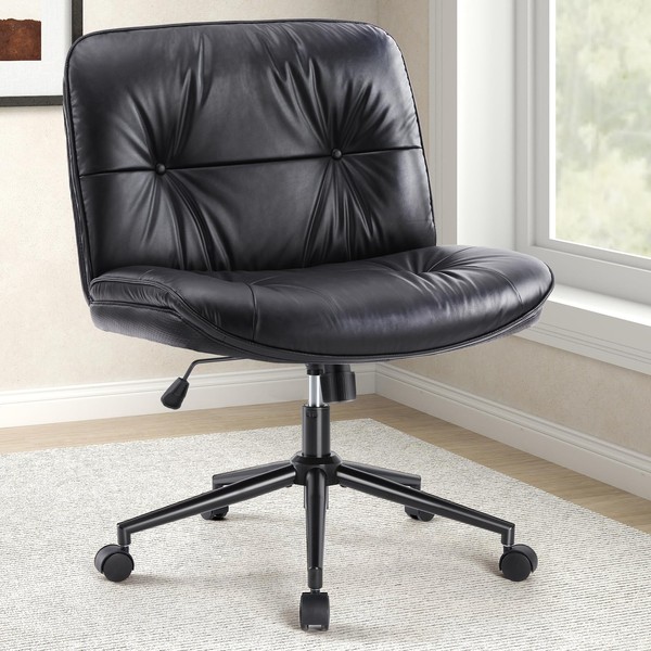 DUMOS Criss Cross Chair with Wheels, Legged Office Armless Wide
