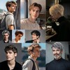 FAELBATY Short Silver Wig for Men Short Wavy Mens Wig