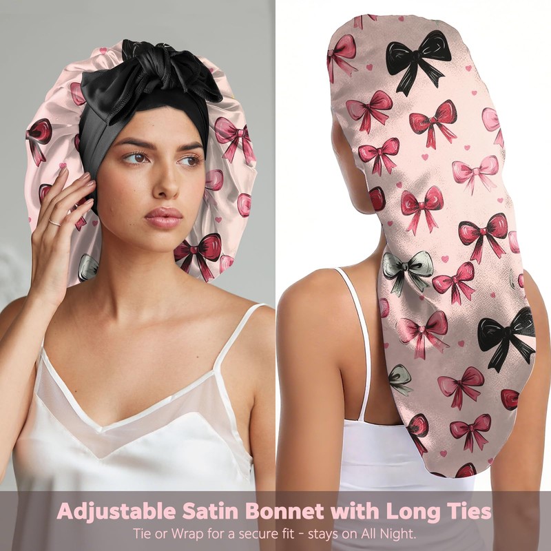 Cabreche Long Satin Hair Braid Bonnet for Sleeping Double Layer