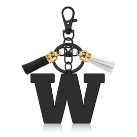 Letter A-Z Keychain with Tassel Initial Letter Keyring for Purse Backpacks Handbags Initial Keychain Gifts for Friend Colleague Anniversary Christmas Birthday Gift Alphabet Initials Keyring (Letter W)