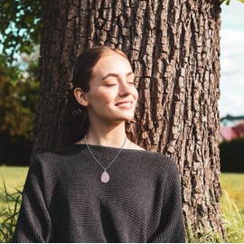 COAI Necklace with Tree of Life Pendant, Rose Quartz, Quartz