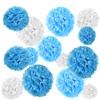 Set of 15 tissue paper pompoms, including satin ribbons (each