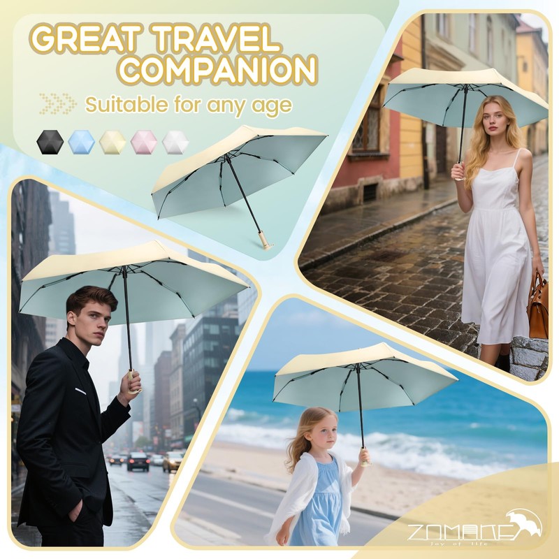 ZOMAKE Folding Parasol, Ultra Lightweight, Compact, Extendable Handle Design, UPF