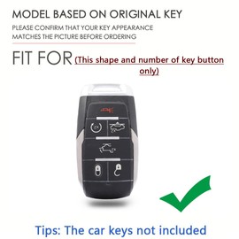 SANRILY Soft TPU 6 Button Key Fob Cover for Dodge Ram 1500 2019-2022 Full Protection Keyless FSmart Key Case Shell with Keychain Silver