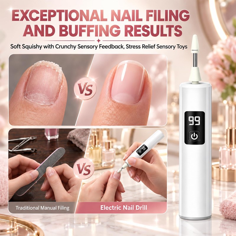 Electric Nail Drill,Cordless Nail Drill with LED Light,USB-C Charging,1PC